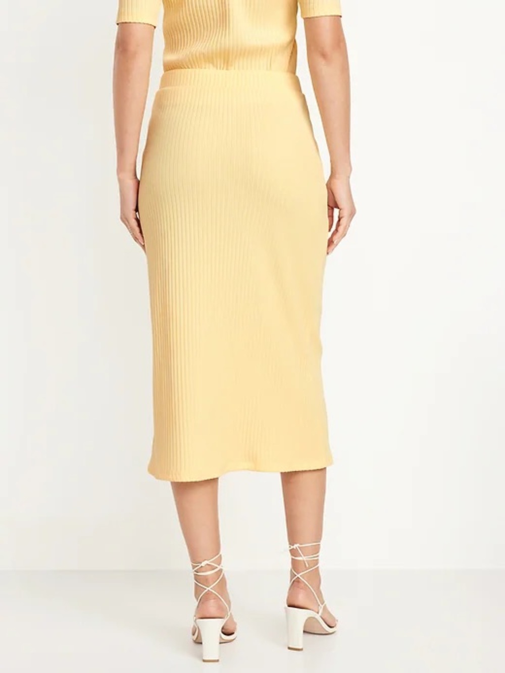 Old Navy Butter yellow High-Waisted Ribbed Midi Skirt XL Tall - Picture 3 of 7
